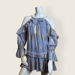 FREE PEOPLE Cut Out Sparkly Ruffles Mini Dress